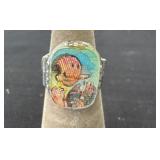 1960s Popeye and Olive vari vue flicker toy ring