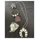 Group of New Paparazzi White Stone Necklace,