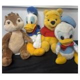 4 Disney plushies: Donald Duck Pooh and chipmunk