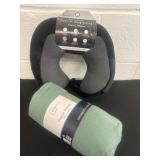 New neck pillow and fleece throw