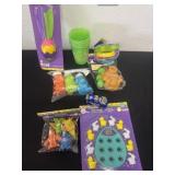 Group of new Easter toys, cookie cutter and