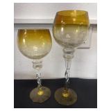 14ï¿½ and 12ï¿½ vintage crackle glass candle holders