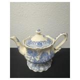 Burton & Burton Blue Toile scalloped footed
