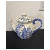 8ï¿½ vintage ceramic teapot featuring a blue and
