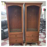 2 Cabinets with glass shelf, drawers,light up