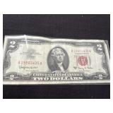 1963 a red note $2 dollar bill