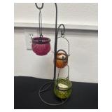 17ï¿½Metal Stand Three Glass Candle Holders pink