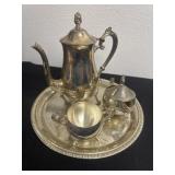 Vintage Cream and sugar teapot with tray silver