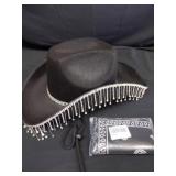 New blingy felt cowgirl hat with black bandana