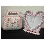 handmade mini woven tote bag, And picture frame