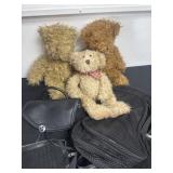 Group of teddy bears and bags