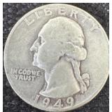 1949 Silver Washington quarter