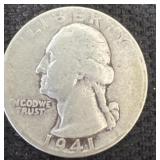 1941 Silver Washington quarter