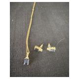 Sapphire rhinestone with matxhinf earring