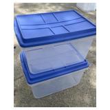 2 Hefty Storage Totes with Blue Lids