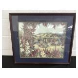 23x27 Signed Framed Birdhouse in garden