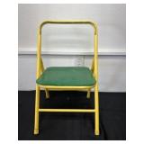 Yellow Foldable Chair with green Cushion