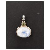 Vintage peridot and moonstone pendant set in