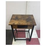Wood Night stand side Table with usb and plug