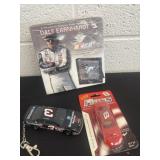 Dale Earnhardt, wood desk frame, key chain and jr