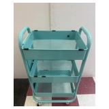 3 Tier Turquoise Color Rolling Cart
