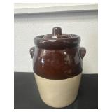 10ï¿½ vintage  stoneware crock with lid