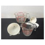 Pyrex measuring cup and funnel