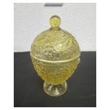 6ï¿½ yellow, embossed glass candy dish