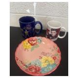 Pioneer women bowl and Elvis cups.