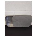 13-in aluminum pan with sliding lid, vintage