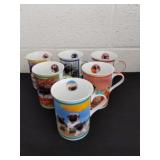 Purely pugs porcelain collector mugs six in the