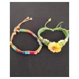 Two colorful cloth and Stone bracelets