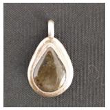 Sterling silver teardrop pendant with Rutilated