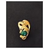 Vintage AICC 925 Dragon holding a malachite