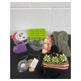 Short  beanies, tins, vases and misc items