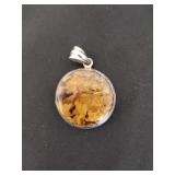 Baltic amber pendant with sterling silver vintage