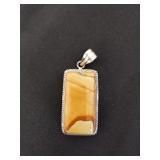 Vintage rectangular sterling silver pendant with