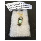 Gold pendant and chain with Austrian crystals