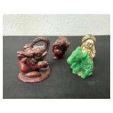 miniature figurines include two resin elephants,