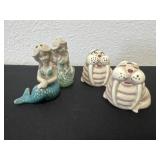 Mermaid salt and pepper shaker and seals shakers