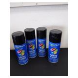 Four cans of black spray paint