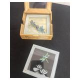 4 Glass square coaster features a colorful