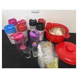 Group of kids cups, shot glasses and seashells