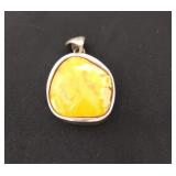Vintage Baltic amber pendant sterling silver no