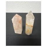 2 polished crystal points