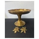 10ï¿½ vintage brass pedestal candy dish 3ï¿½ vintage