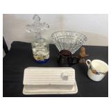 Butter dish, cross candle decor, mini cup and more