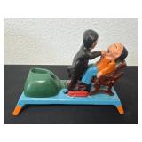 vintage mechanical cast iron coin bank, dentist