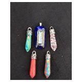 Five colorful pendants