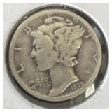 1935 United States Mercury Dime